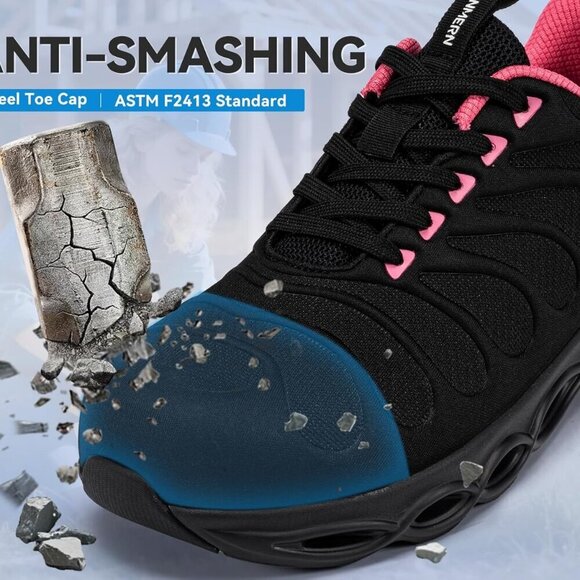 Women’s Steel Toe Shoes Lightweight Breathable Safety Sneakers for Work - Picture 3 of 6
